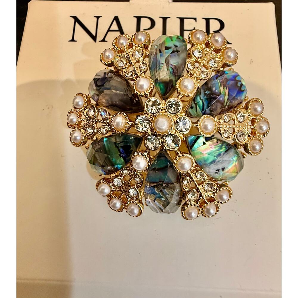 Vintage Napier Faux Pearl & Abalone Look Brooch